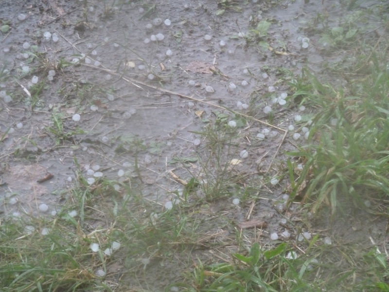 Hail stones at the field after the 18m left